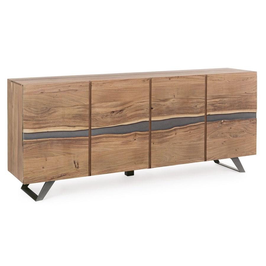 Credenza 4 ante e fascia metallica orizzontale