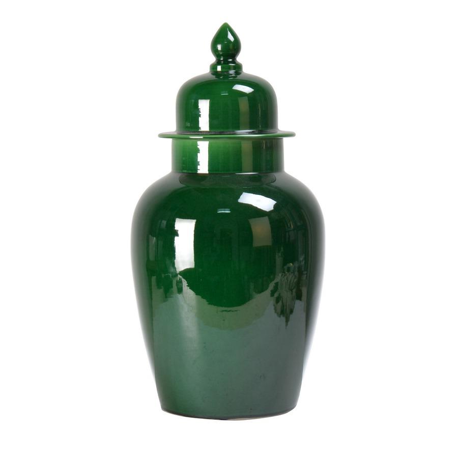 Vaso Potiche in ceramica verde smeraldo