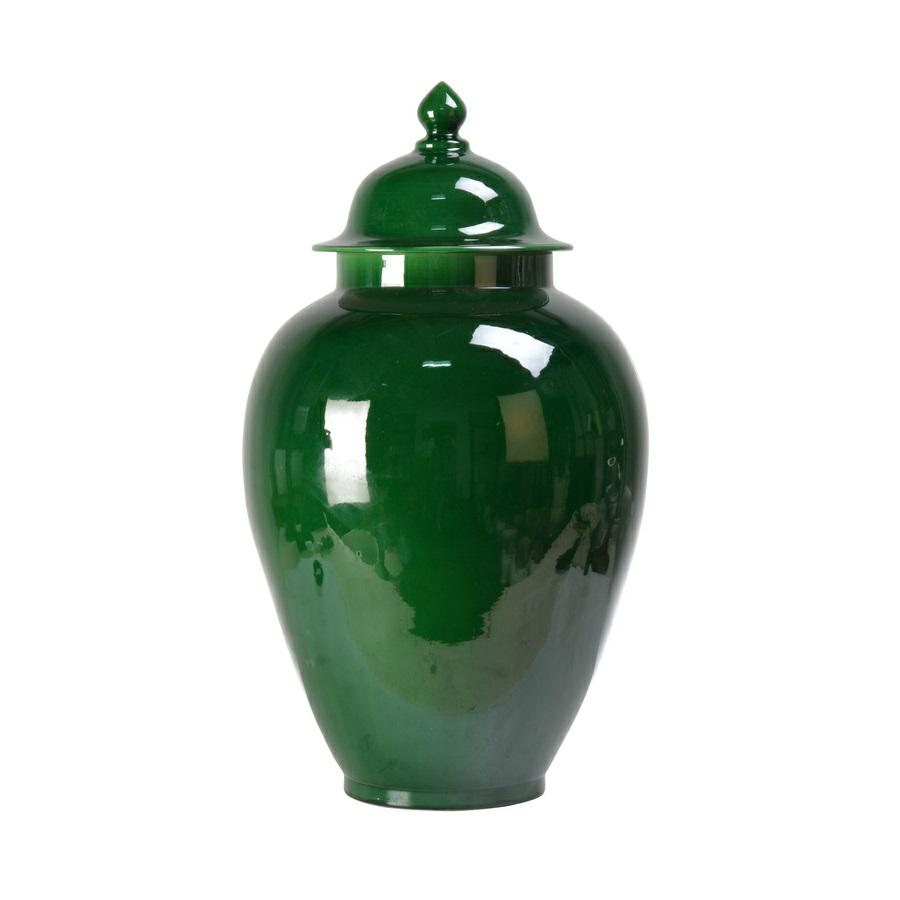 Vaso Potiche in ceramica  verde smeraldo