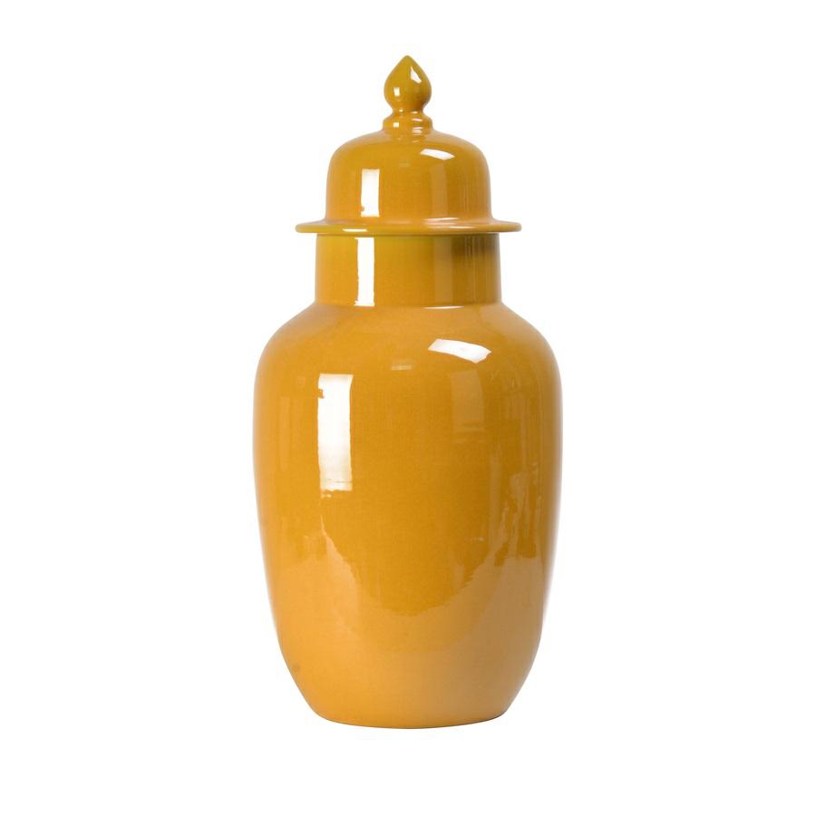Vaso Potiche  in ceramica giallo ambra