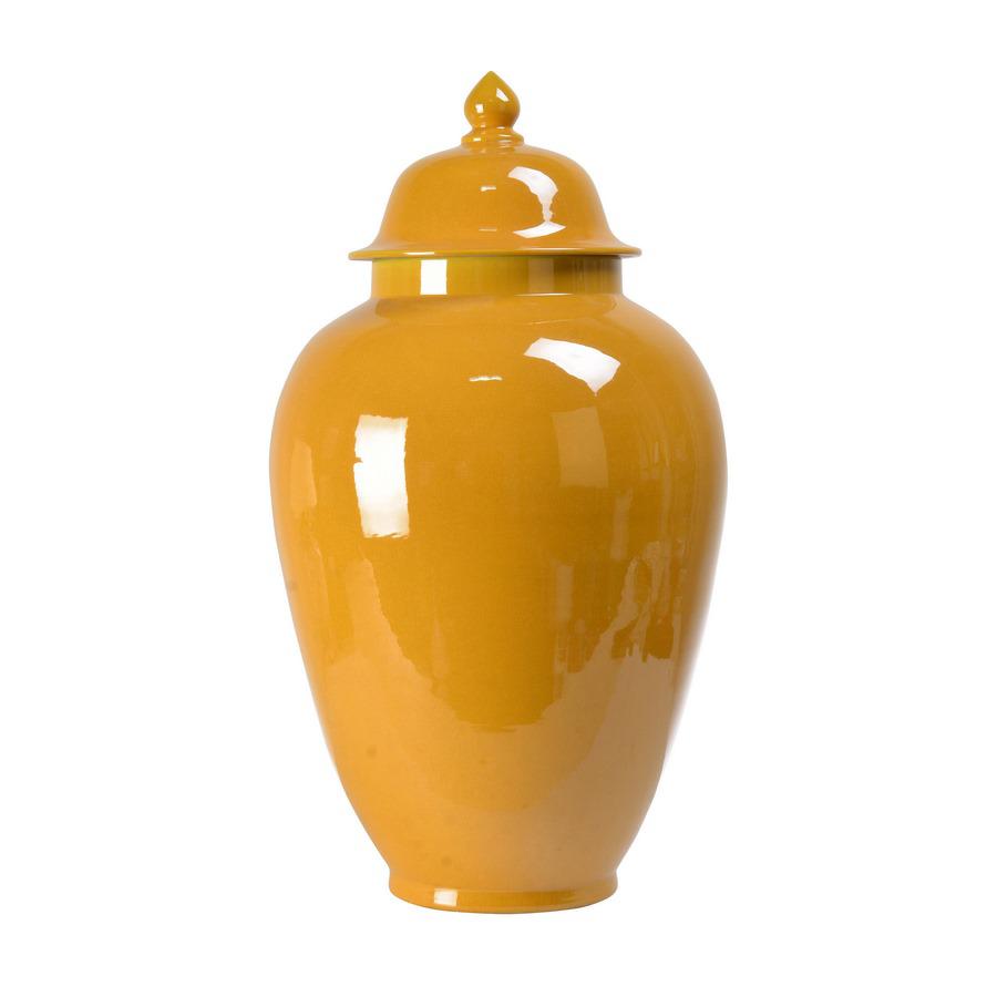 Vaso Potiche in ceramica giallo ambra