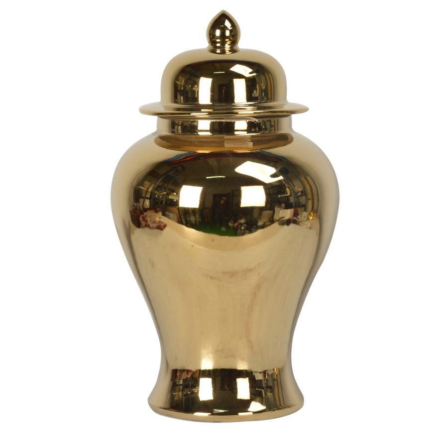 Vaso potiche in ceramica color oro