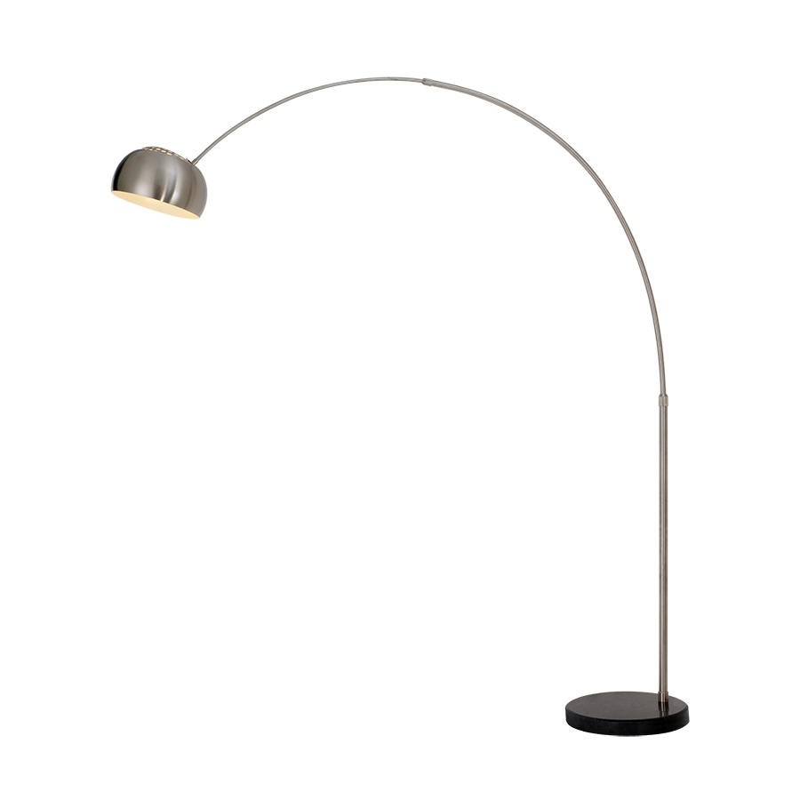 Lampada da terra ad arco in acciaio spazzolato