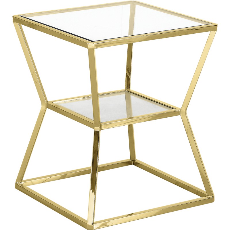 Side table cristallo e acciaio dorato
