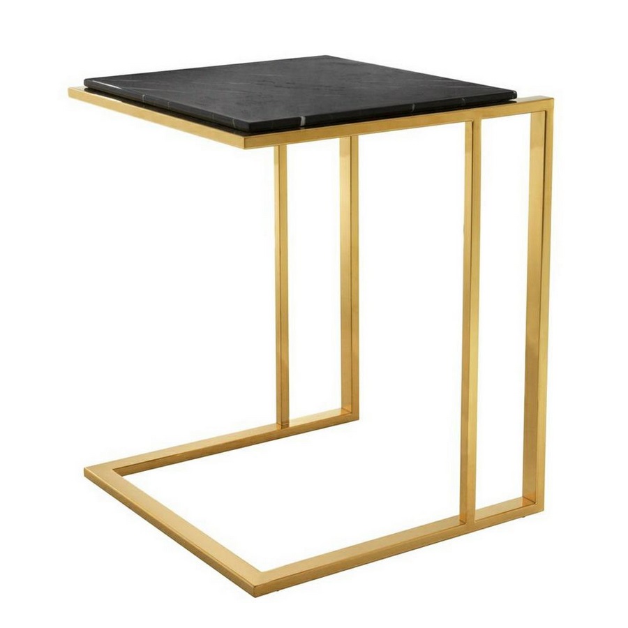 Side table marmo e acciaio dorato