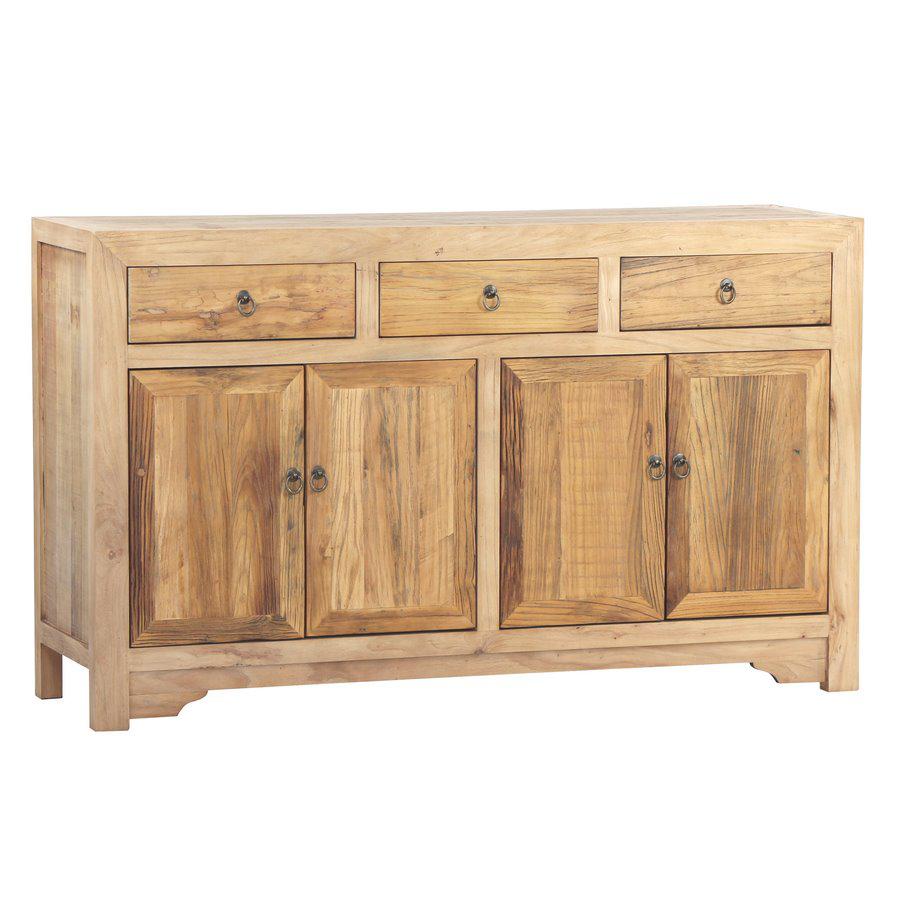 Credenza in legno di olmo riciclato 4 ante e 3 cassetti