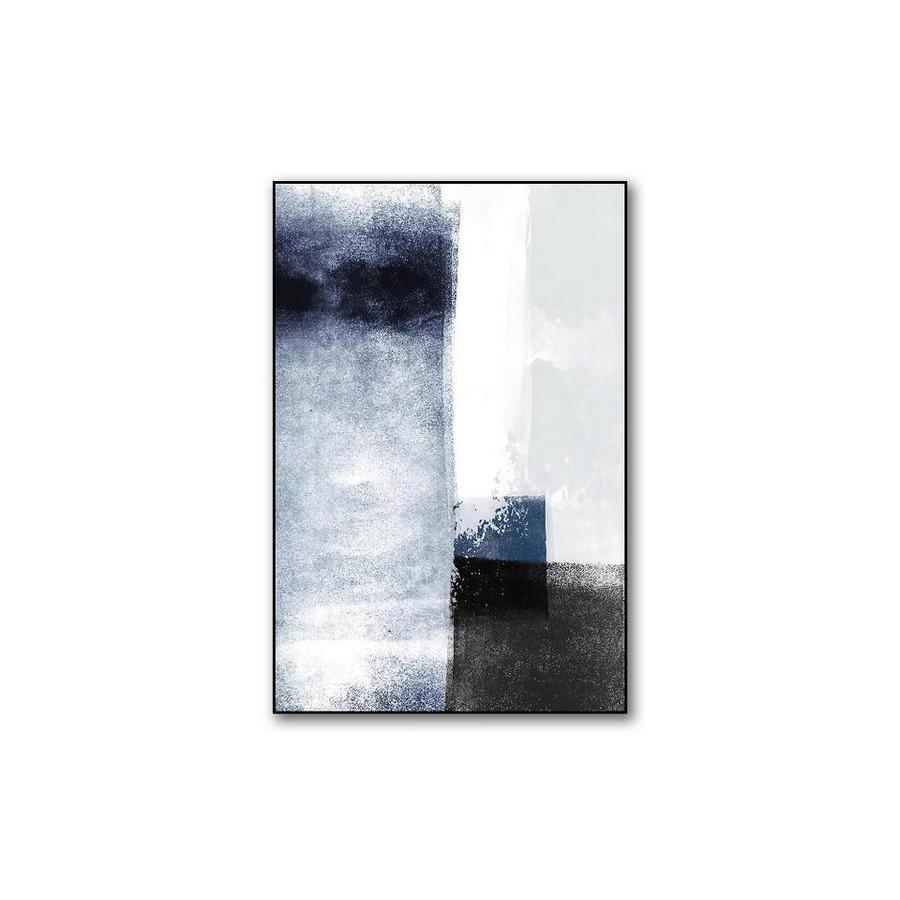 Quadro rettangolare medio astratto sfumato blu e nero
