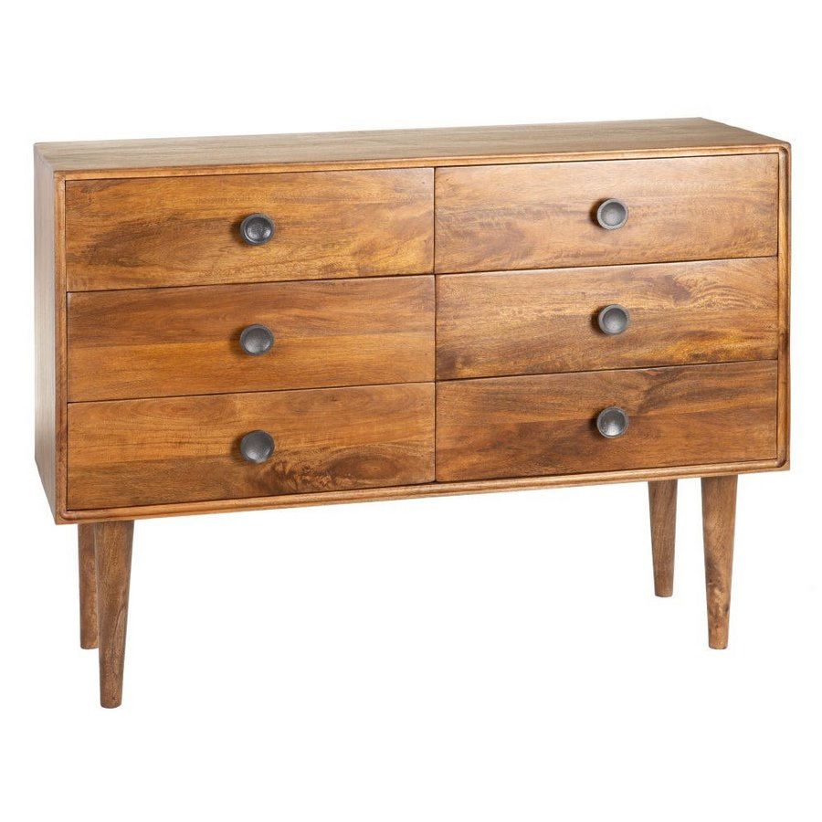 Cassettiera in legno di mango 6 cassetti