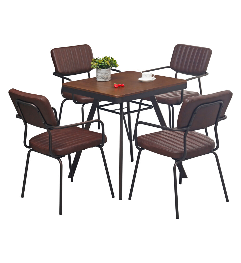 Set di 4 sedie imbottite con struttura in metallo e braccioli - immagine 5