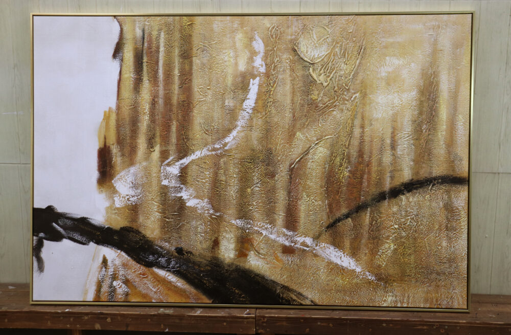Quadro orizzontale pennellate oro - immagine 2