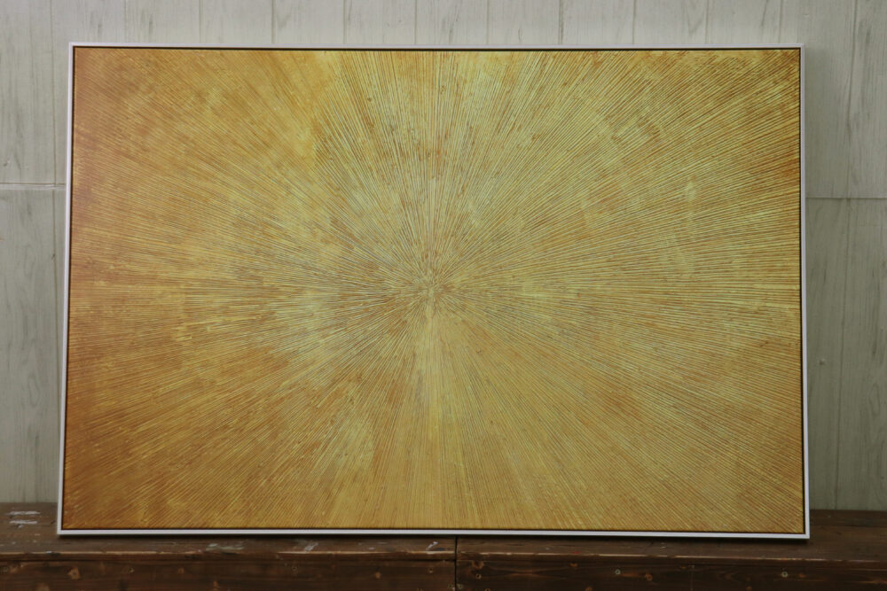 Grande quadro orizzontale tratti giallo e oro - immagine 2