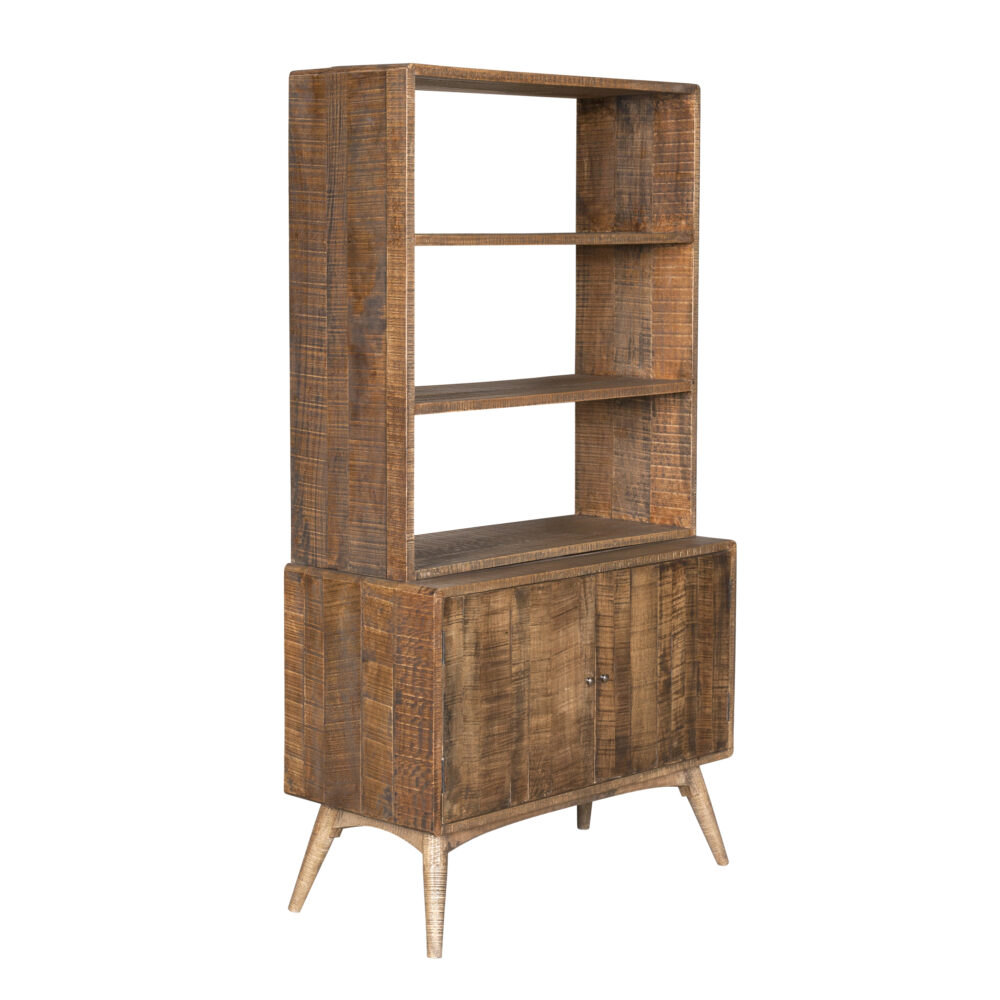 Mobile libreria in legno di mango con 2 ante