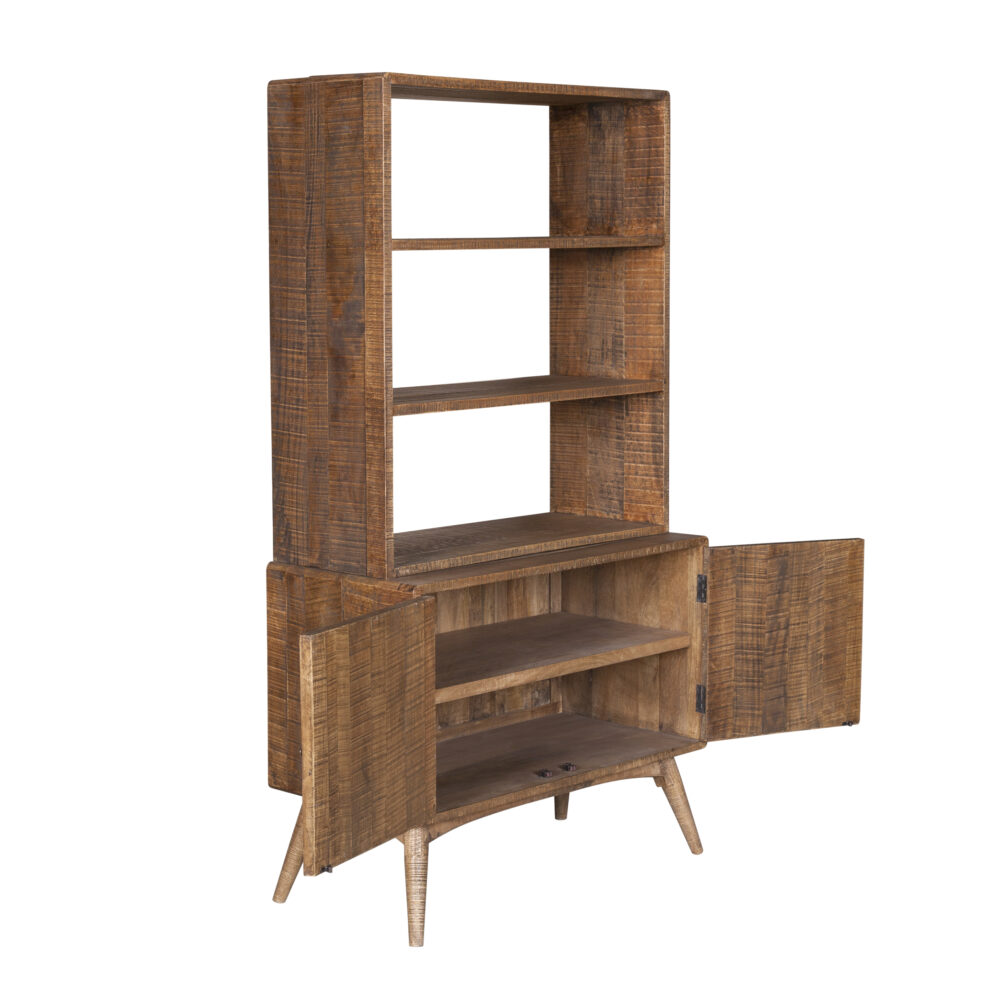 Mobile libreria in legno di mango con 2 ante - immagine 2