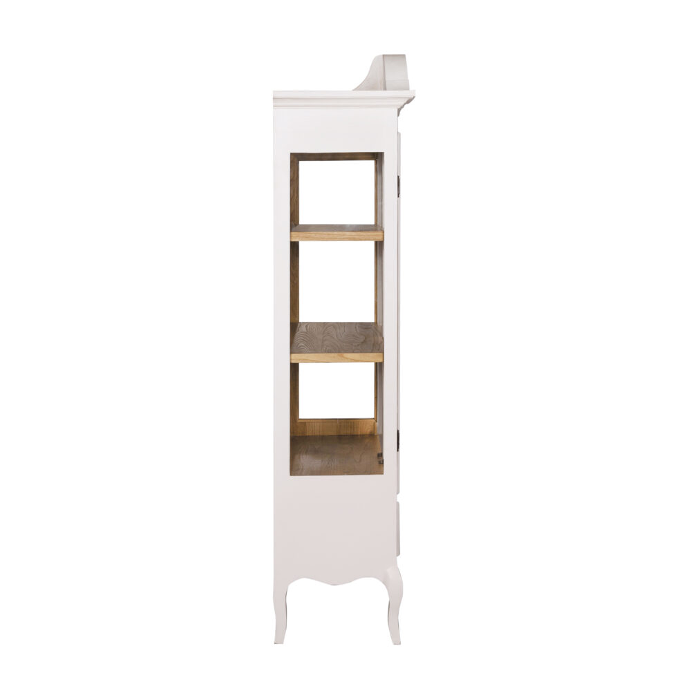Vetrina bianca in legno di rovere con 2 ante e 1 cassetto - immagine 6