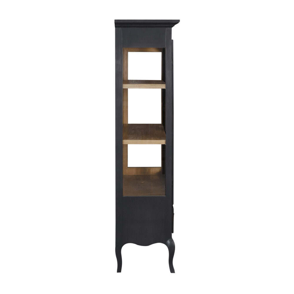 Vetrina nera in legno di rovere con 2 ante e 1 cassetto - immagine 9