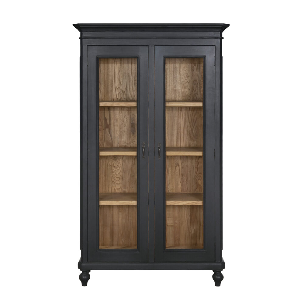 Vetrina in legno di rovere 2 ante nera - immagine 2