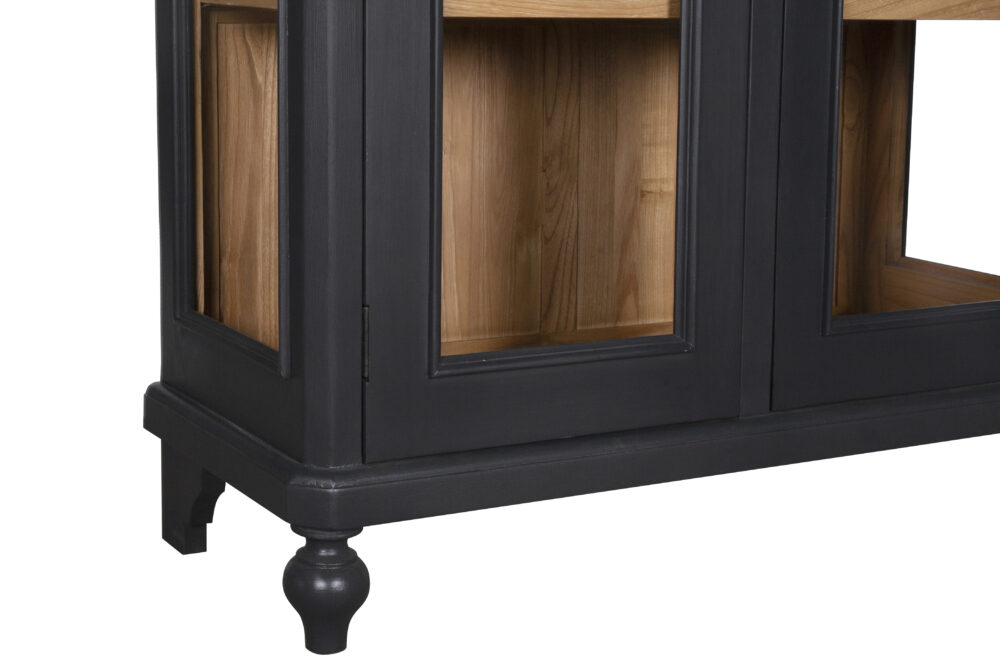 Vetrina in legno di rovere 2 ante nera - immagine 3