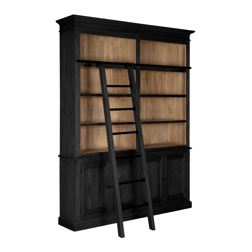 Libreria in legno di rovere 2 moduli con scala