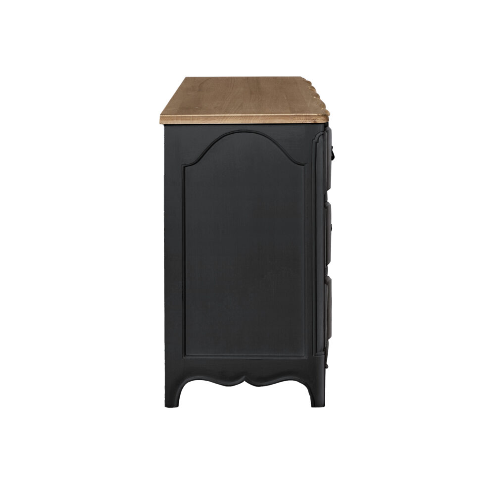 Comò  in legno di rovere 3 cassetti nero - immagine 3