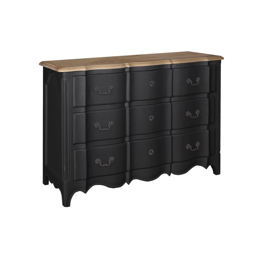 Comò  in legno di rovere 3 cassetti nero