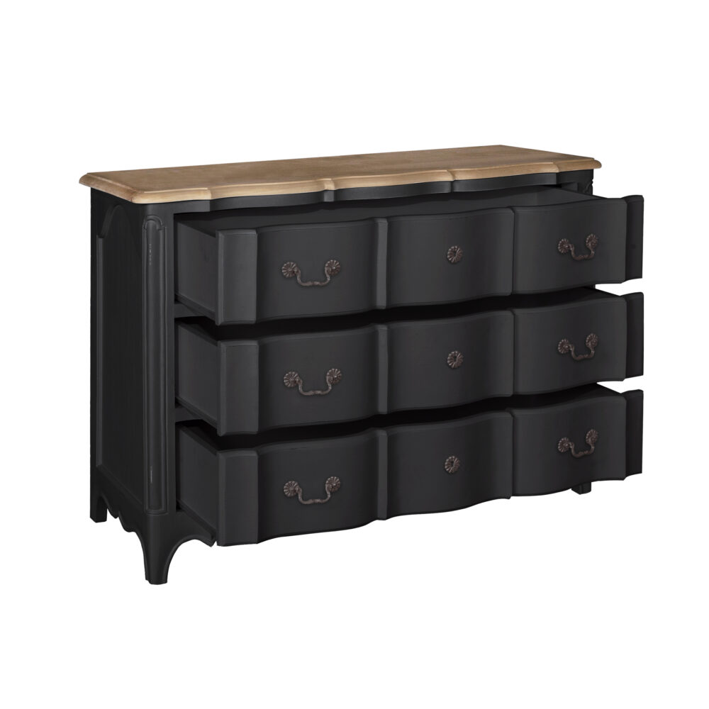 Comò  in legno di rovere 3 cassetti nero - immagine 4