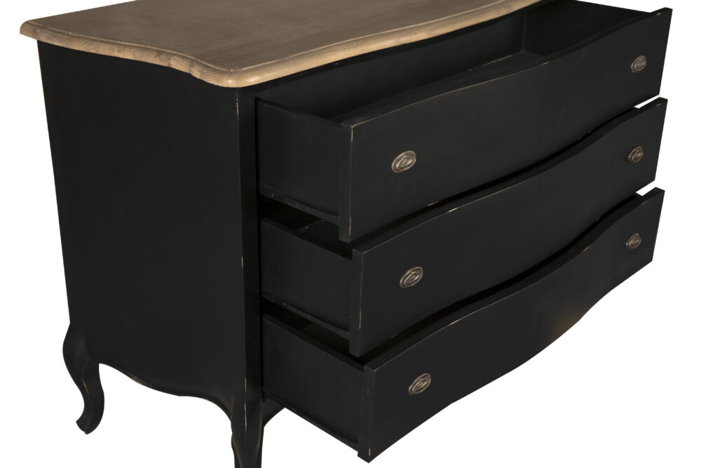Comò  in legno di rovere nero con 3 cassetti - immagine 3