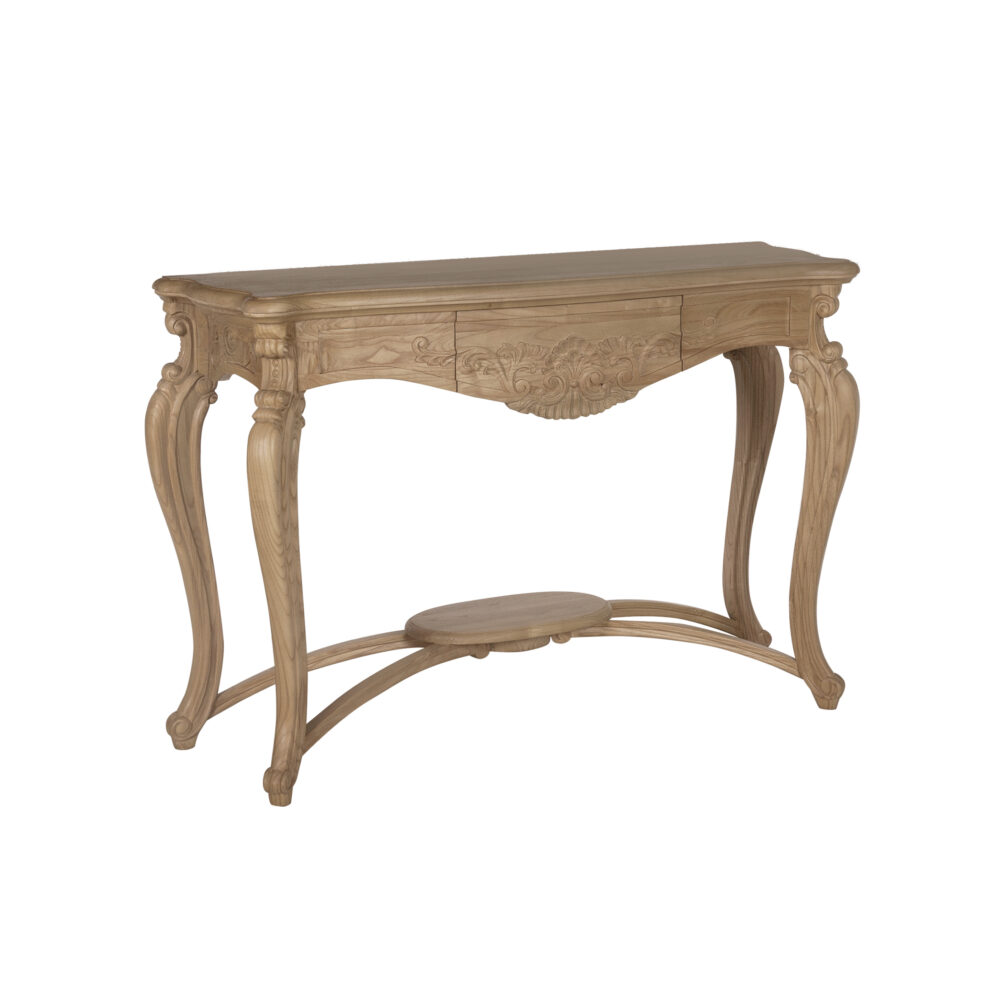 Consolle  scolpita in legno di mango 1 cassetto