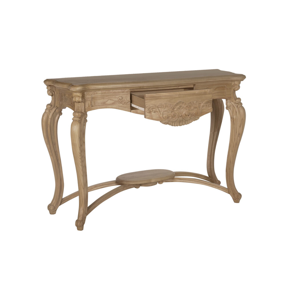 Consolle  scolpita in legno di mango 1 cassetto - immagine 3