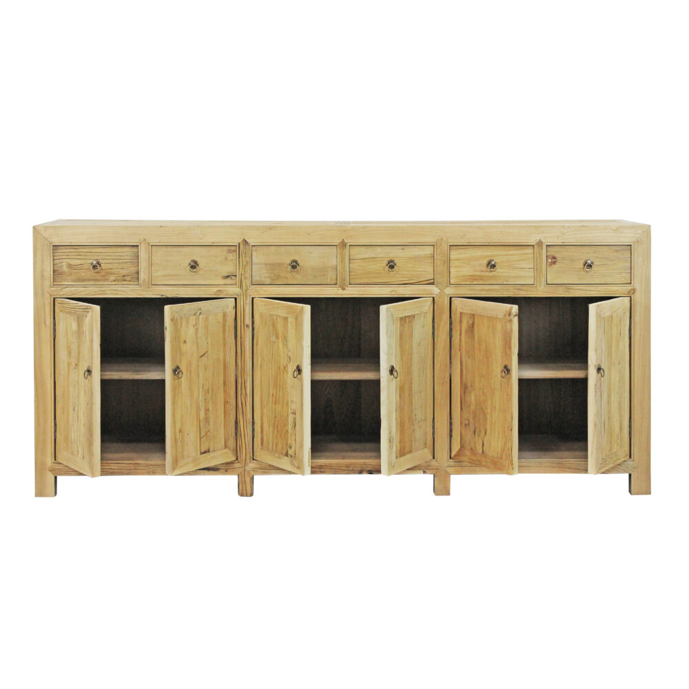 Credenza in legno di olmo riciclato 6 ante e 6 cassetti - immagine 2