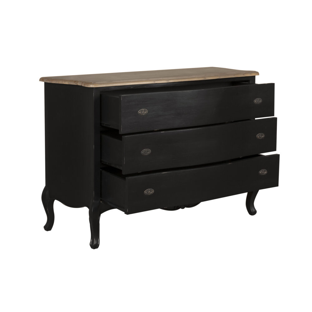 Comò  in legno di rovere nero con 3 cassetti - immagine 4