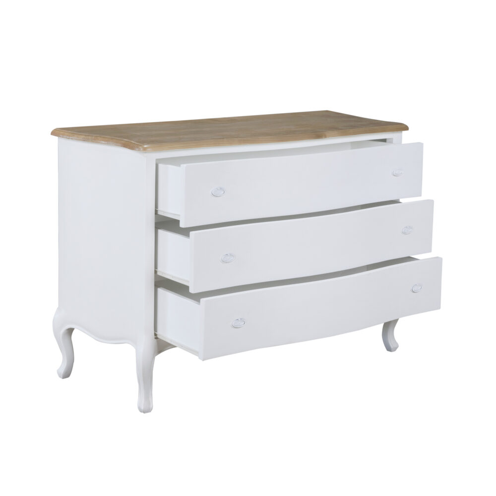 Comò  in legno di rovere bianco con 3 cassetti - immagine 2