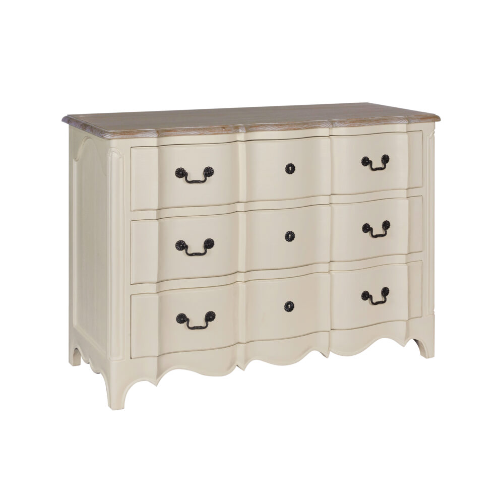 Comò in legno di rovere 3 cassetti avorio