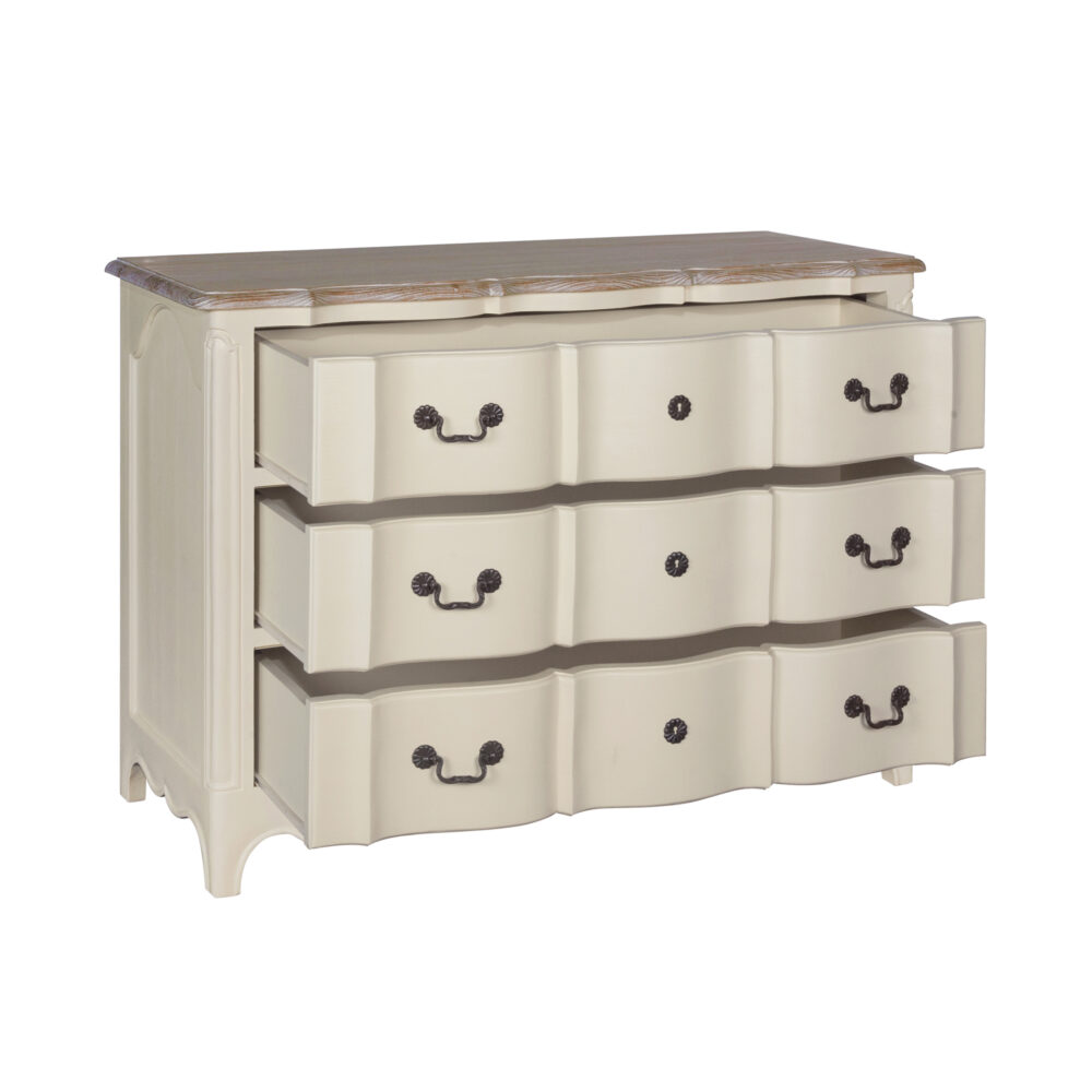 Comò in legno di rovere 3 cassetti avorio - immagine 2