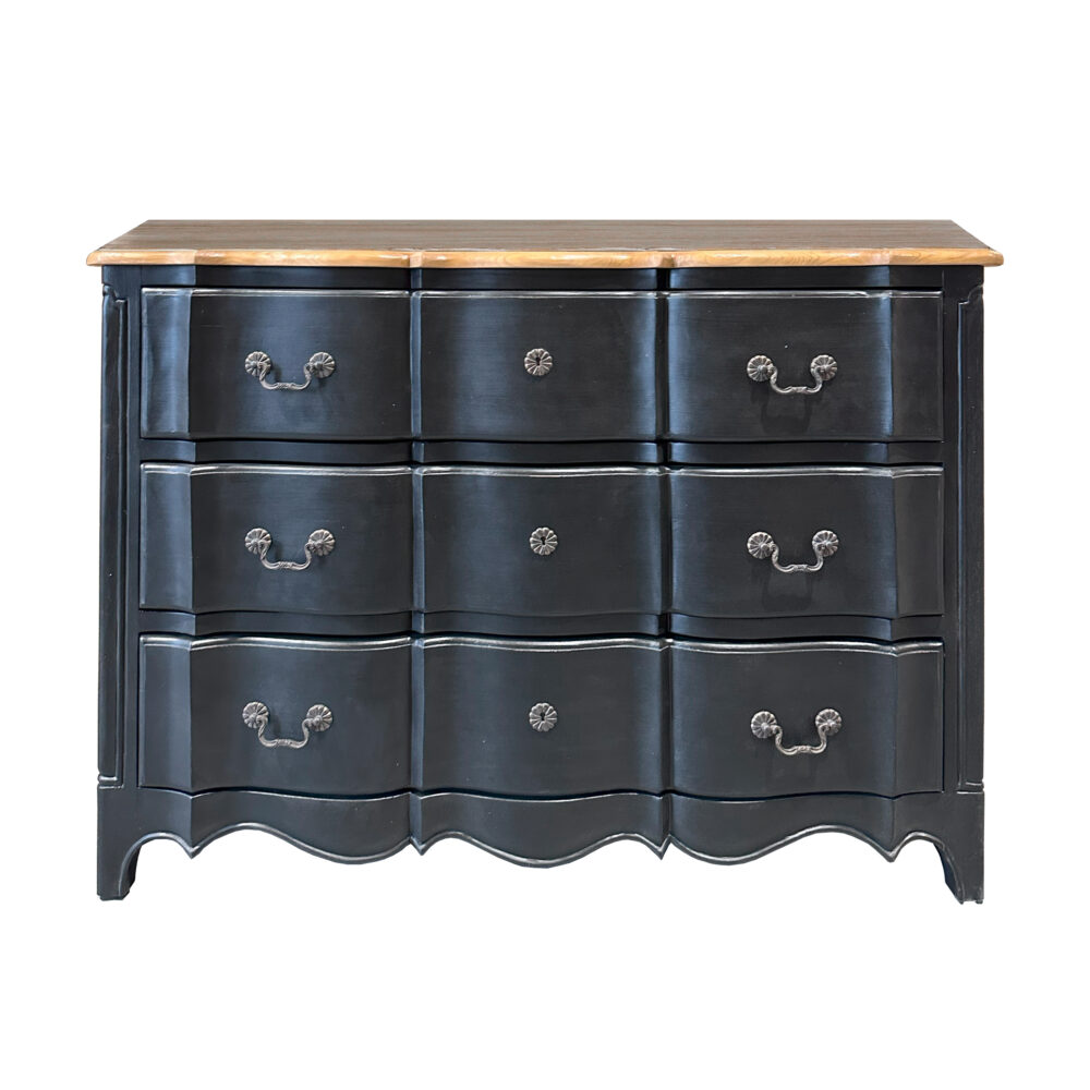 Comò  in legno di rovere 3 cassetti nero - immagine 2