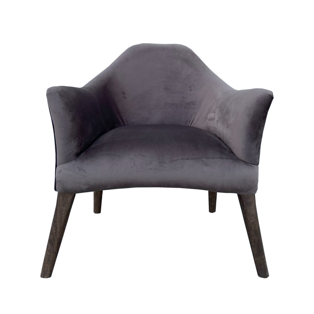 Poltroncina imbottita in velluto grigio