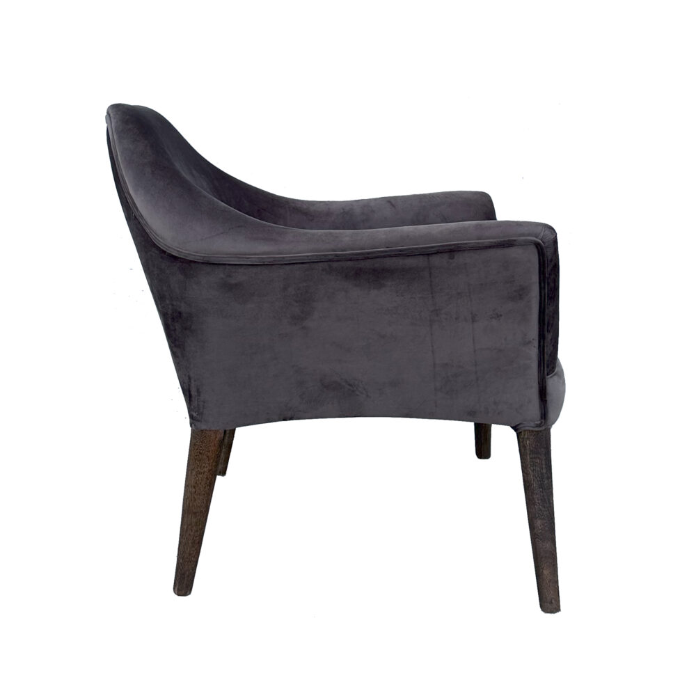 Poltroncina imbottita in velluto grigio - immagine 3