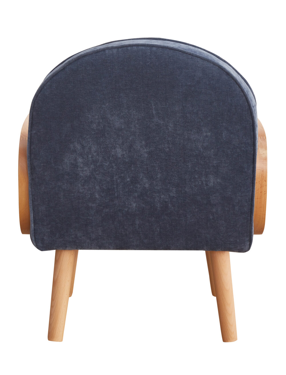 Poltroncina blu imbottita con braccioli in paglia di Vienna - immagine 7