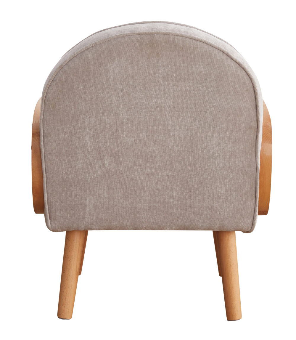Poltroncina grigio perla imbottita con braccioli in paglia di Vienna - immagine 7