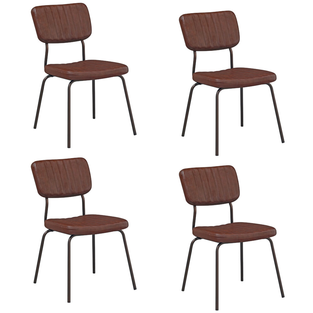 Set di 4 sedie imbottite con struttura in metallo