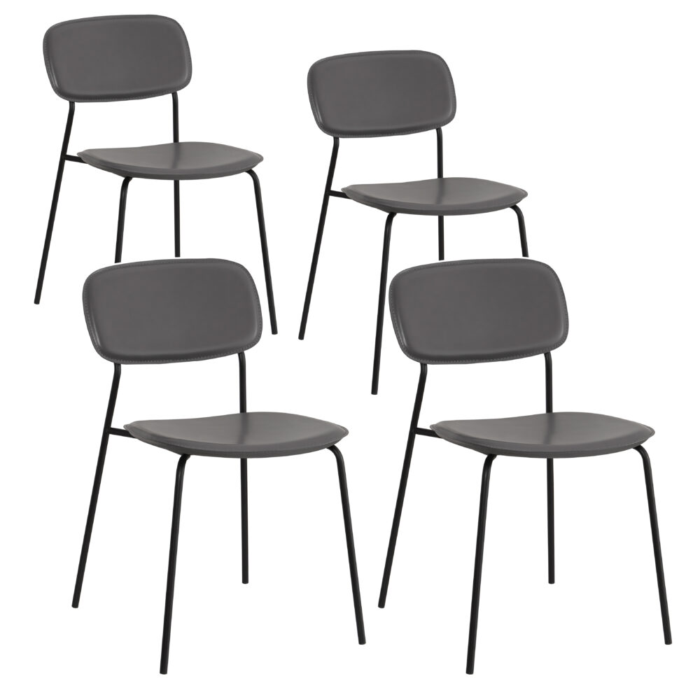 Set di 4 sedie in ecopelle con struttura in metallo