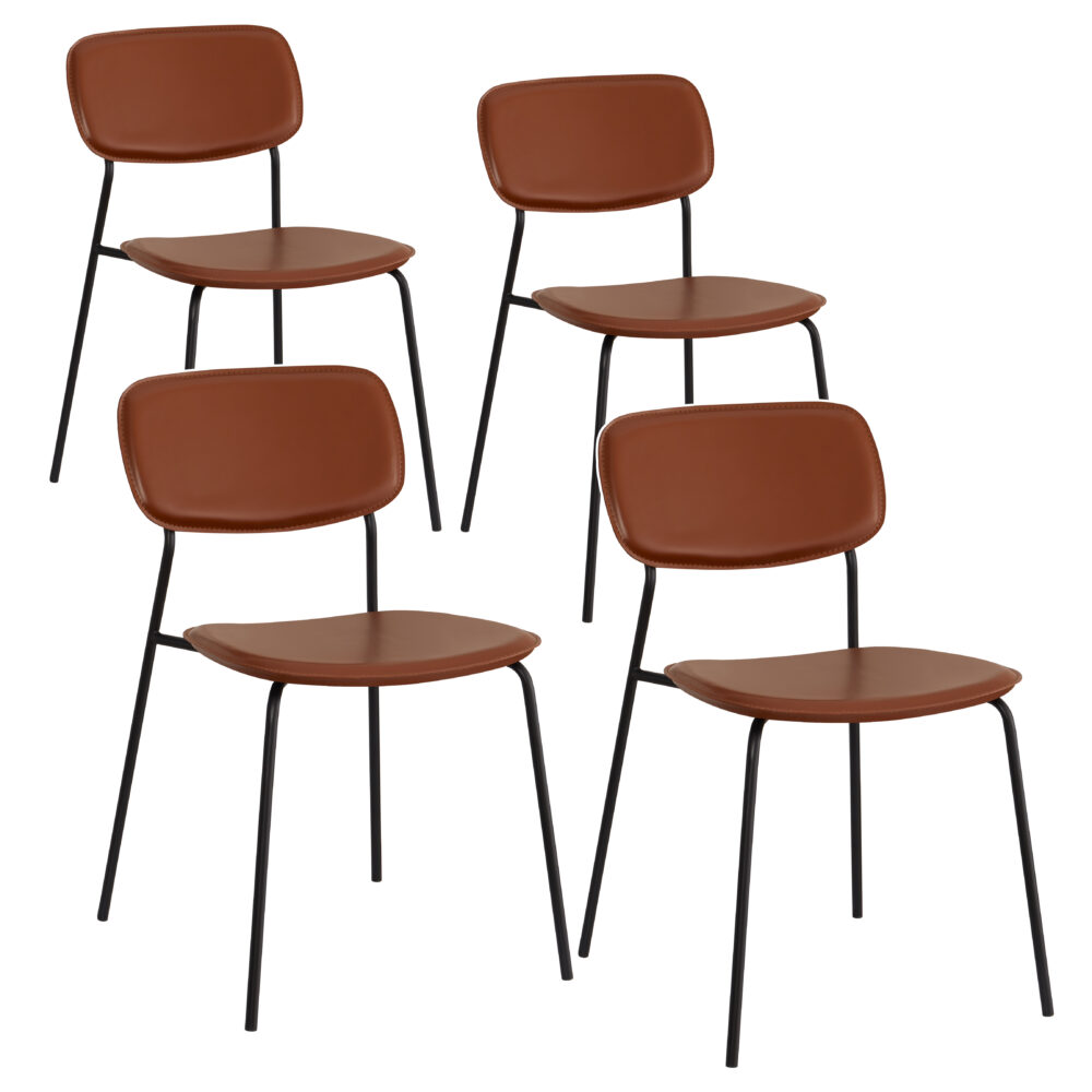 Set di 4 sedie in ecopelle con struttura in metallo