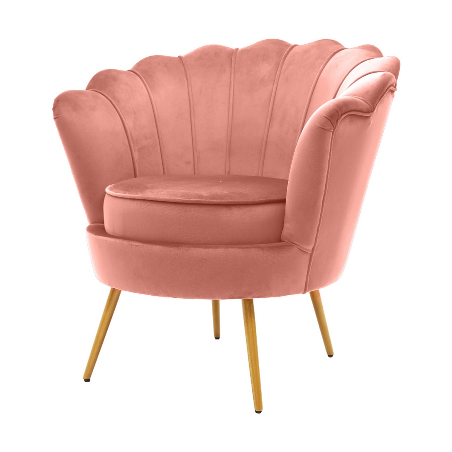 Poltrona imbottita e rivestita in velluto rosa