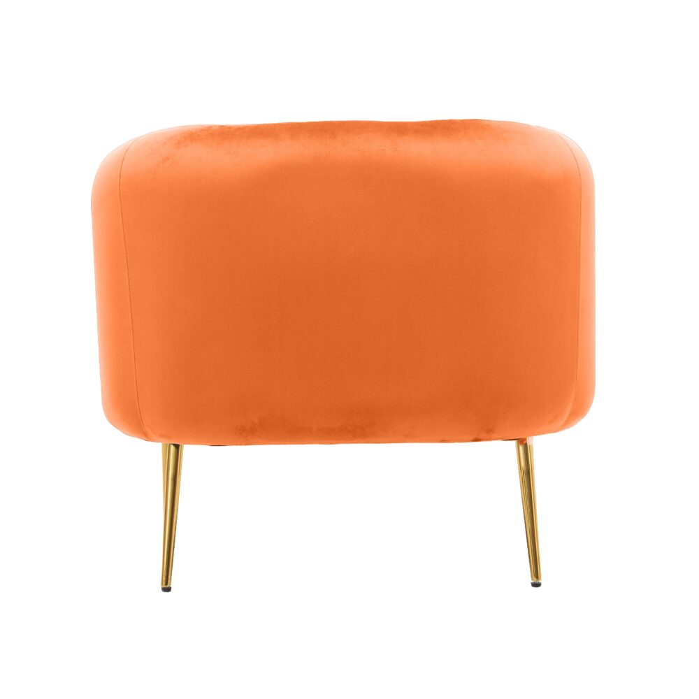 Poltrona in tessuto color arancione con gambe in metallo dorato - immagine 3