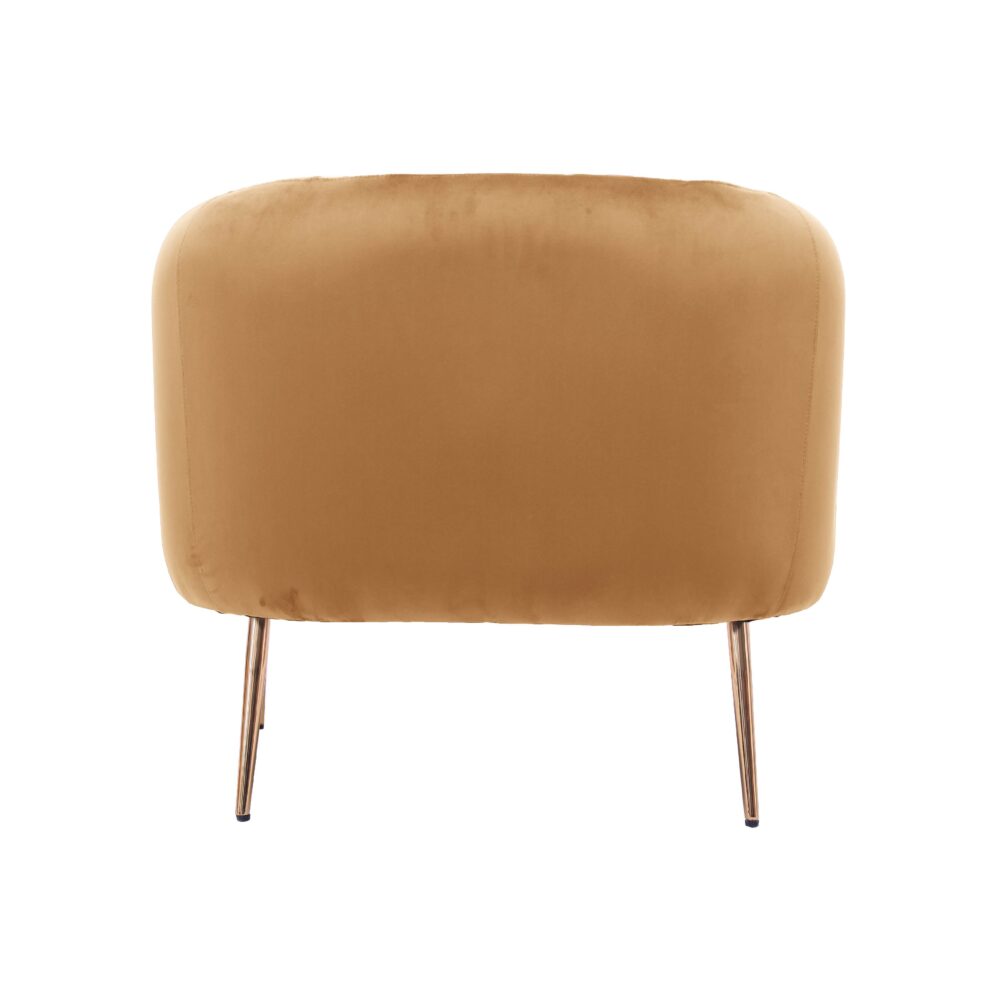 Poltrona in tessuto color nocciola con gambe in metallo dorato - immagine 3