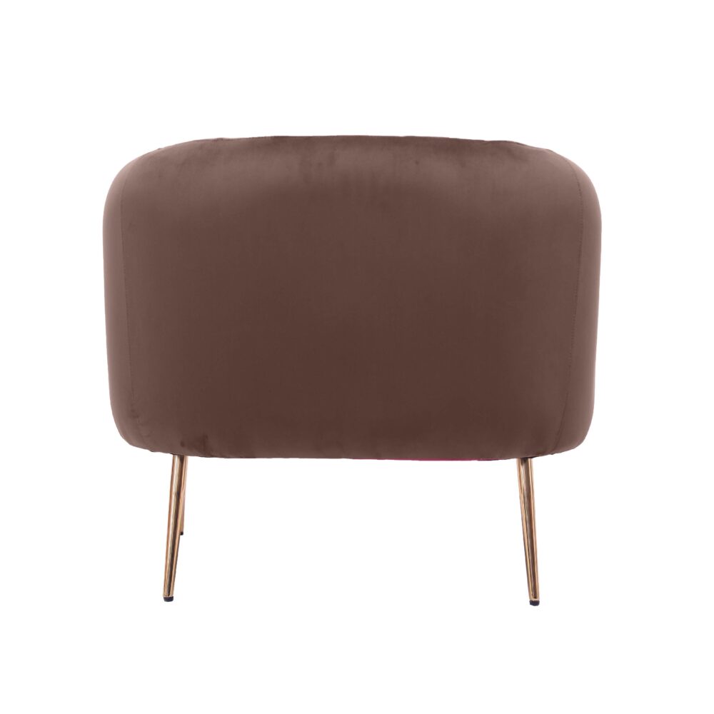 Poltrona in tessuto color marrone con gambe in metallo dorato - immagine 3