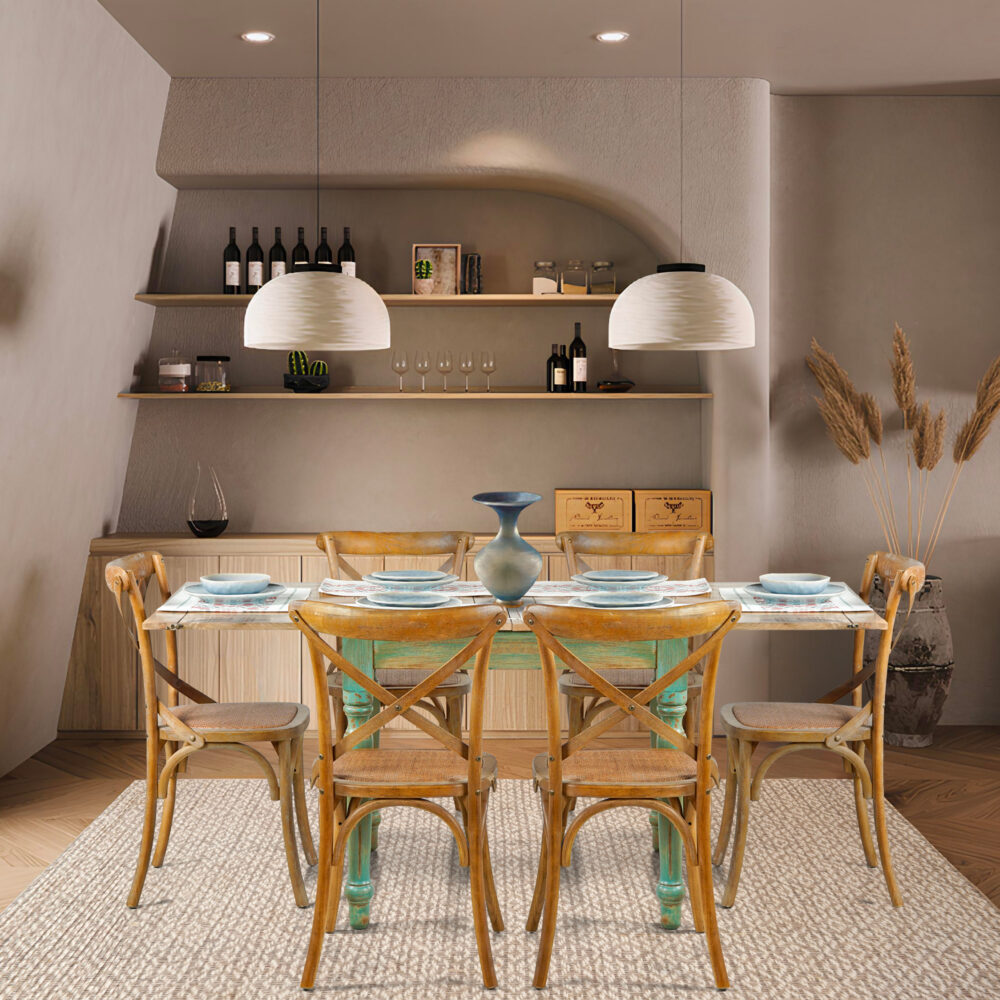 Tavolo Salento estendibile - Mango ed Azzurro decapato - 90/180X90X77 - immagine 2