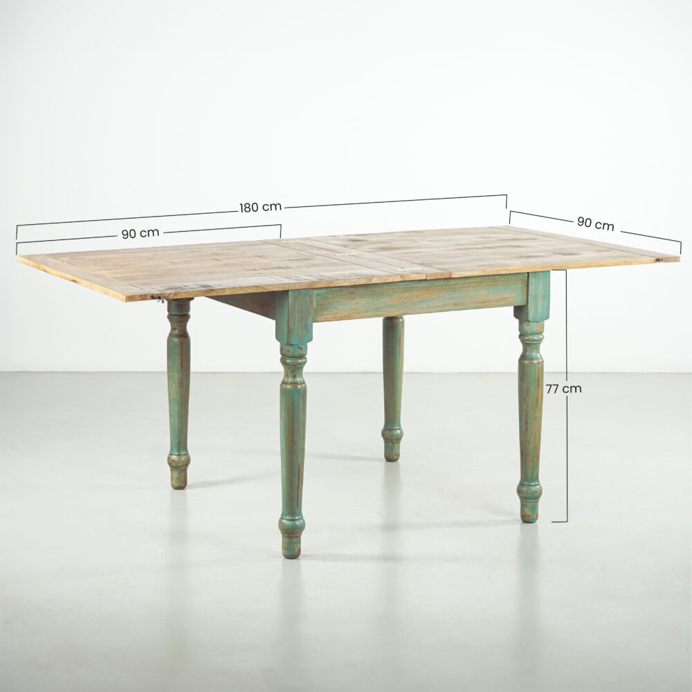 Tavolo Salento estendibile - Mango ed Azzurro decapato - 90/180X90X77 - immagine 8