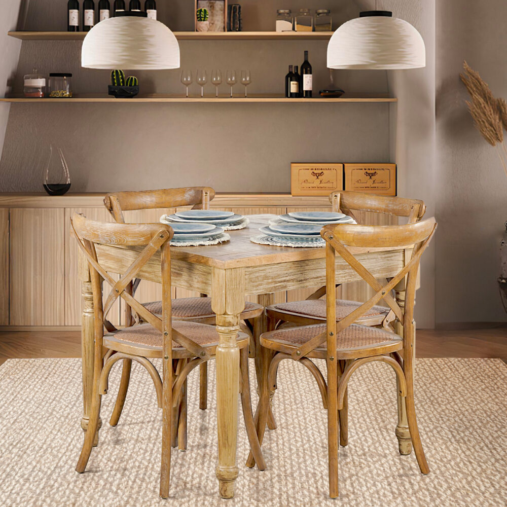 Tavolo Salento - Bianco decapato - 90X90X77 - immagine 2
