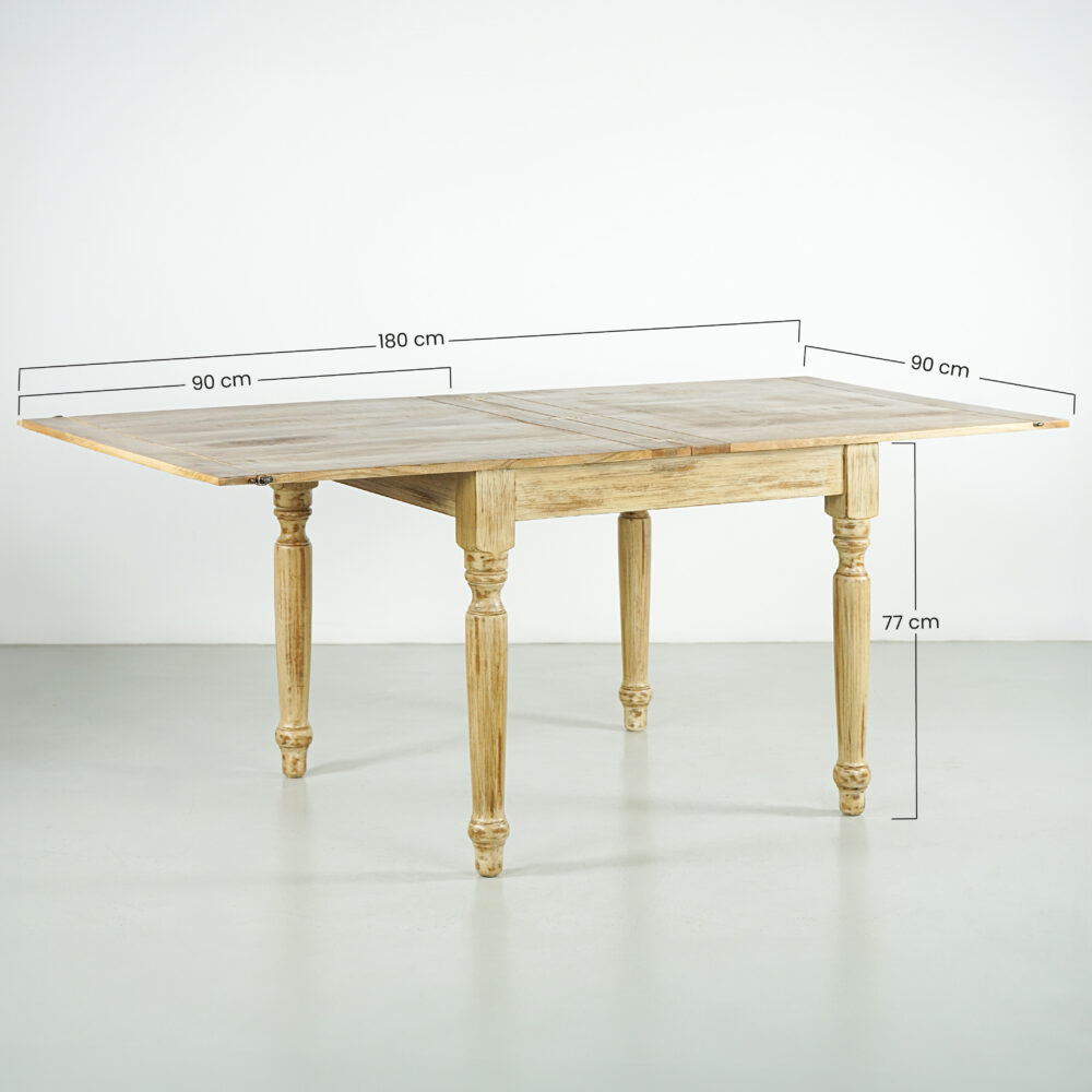 Tavolo Salento estendibile - Bianco decapato - 90/180X90X77 - immagine 7